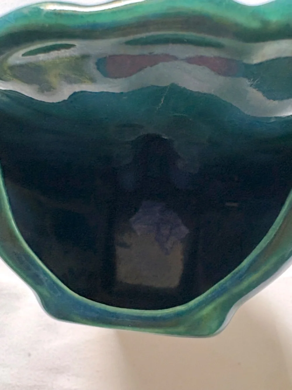 Vintage McCoy Style Peacock Wall Pocket Planter Vase Blue Teal Glaze USA MCMBeau